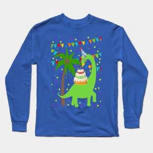 Birthday Brontosaurus dino Long Sleeve T-Shirt